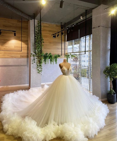 Vestido de baile de tul corte A, estilo princesa, con volumen, ideal para quinceañeras (modelo Y6551)