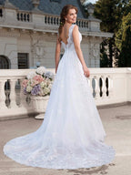 Elegante apliques Vestido De Noiva Sexy espalda descubierta Vestidos De Novia tren desmontable Vestidos De Novia bata De encaje De Mariée