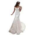Elegant Beige Satin Off-Shoulder Straps Embroidered for Bride's Mermaid Floor-Length Dress with for Women's Wedding Evening Gown