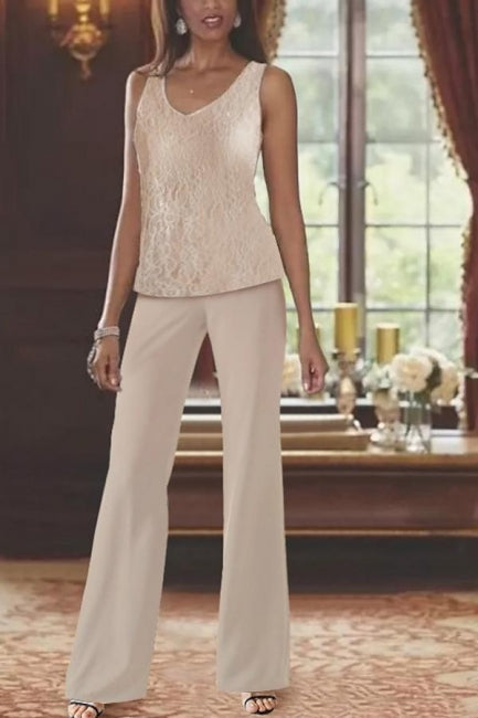 Ensemble pantalon en dentelle élégant pour femme, tailleur pour la mère de la mariée