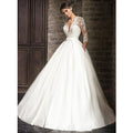 Elegant Lace Wedding Dresses Sexy Deep V-Neck Vestido De Novia Sleeve Bridal Gowns with Pockets Customized Robe Mariee