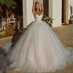Robes de mariée élégantes en tulle scintillant, style saoudien, décolleté cœur, collection 2023