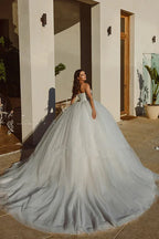 Robes de mariée élégantes en tulle scintillant, style saoudien, décolleté cœur, collection 2023