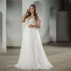 Elegant White V-neck Half Sleeve Bridal Gown Lace Applique Plus Size Floor-Length Wedding Dress for Women vestidos de novia