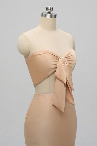 Vestido de dama de honor de dos piezas color champán VMB53