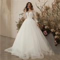 Robe de mariée ivoire exquise, manches longues, appliques en dentelle, fleurs 3D, tulle moderne, style bohème, robe de mariée de plage 