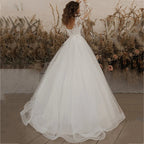 Robe de mariée ivoire exquise, manches longues, appliques en dentelle, fleurs 3D, tulle moderne, style bohème, robe de mariée de plage 