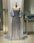 Robe de bal bustier en tulle bleu poudré, longueur au sol, pour une occasion spéciale Y4910