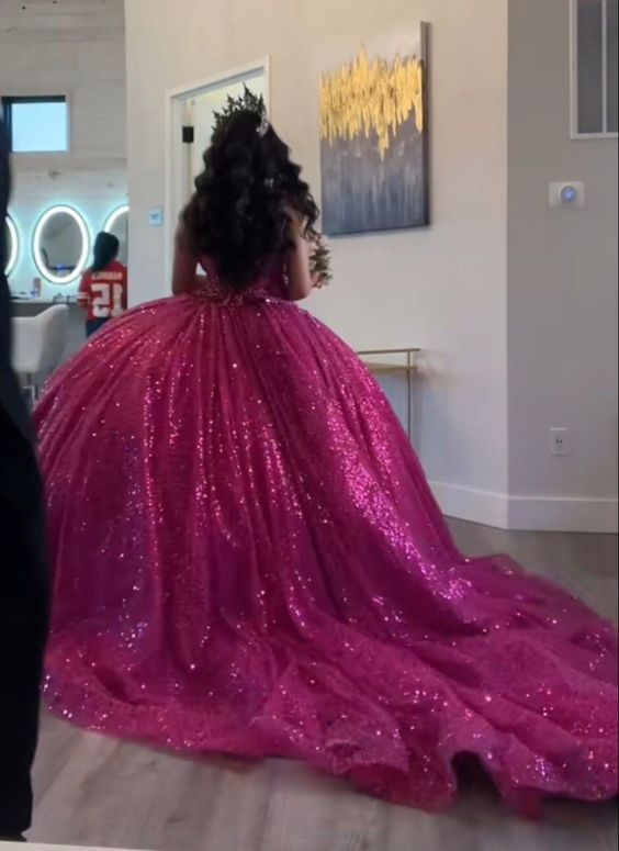Vestido de quinceañera brillante sin mangas, vestido de baile, vestido de 16 años Y7405