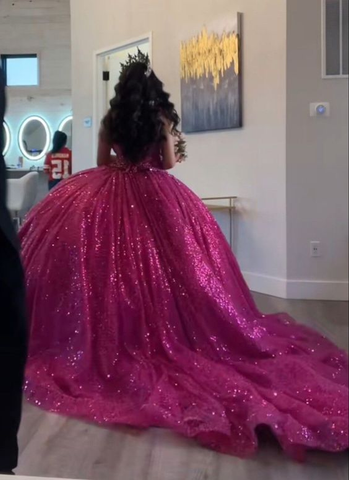 Robe de bal sans manches à paillettes pour quinceañera, robe de 16 ans Y7405