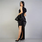 Ruffle Edge Elastic Slim Fit Bandage Dress Evening Dress