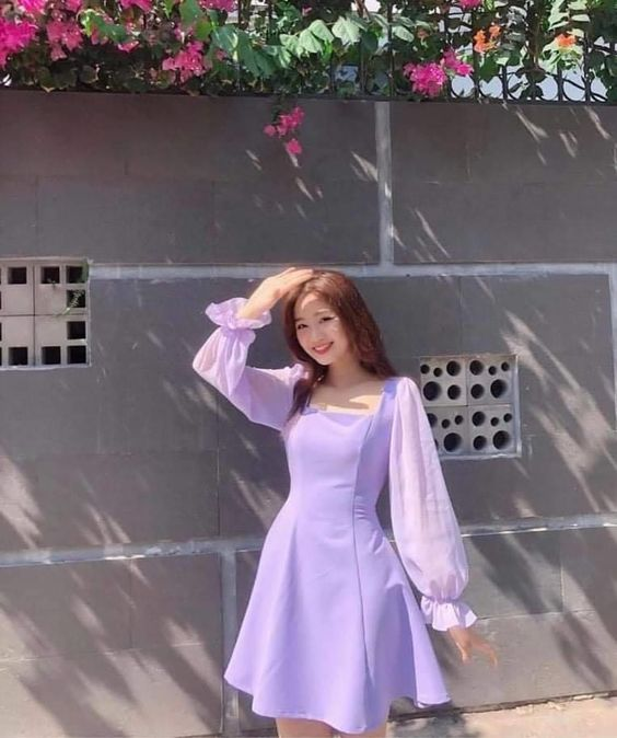 Robe de bal violette trapèze, robe de soirée violette Y2432