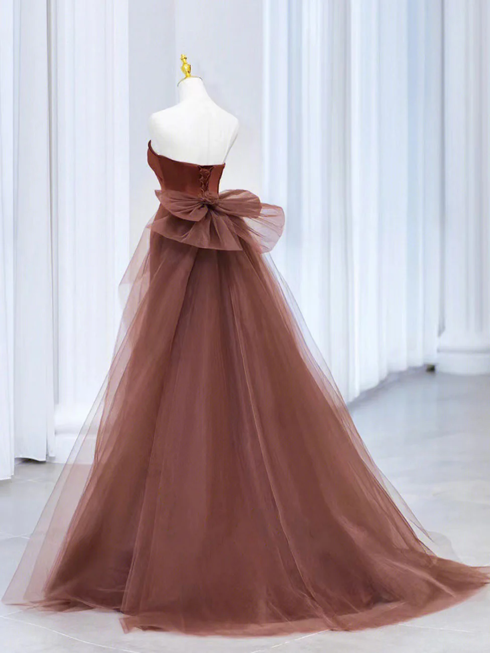 Robe de bal longue sirène en tulle et satin Y6627