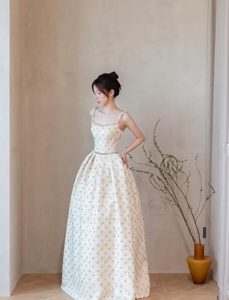 Vestido de noche único con tirantes finos, estampado satinado, vestido de gala, vestido de invitada de boda Y8541