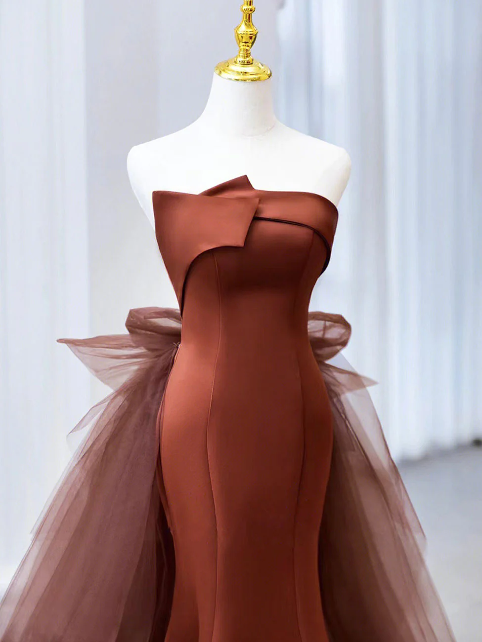 Robe de bal longue sirène en tulle et satin Y6627