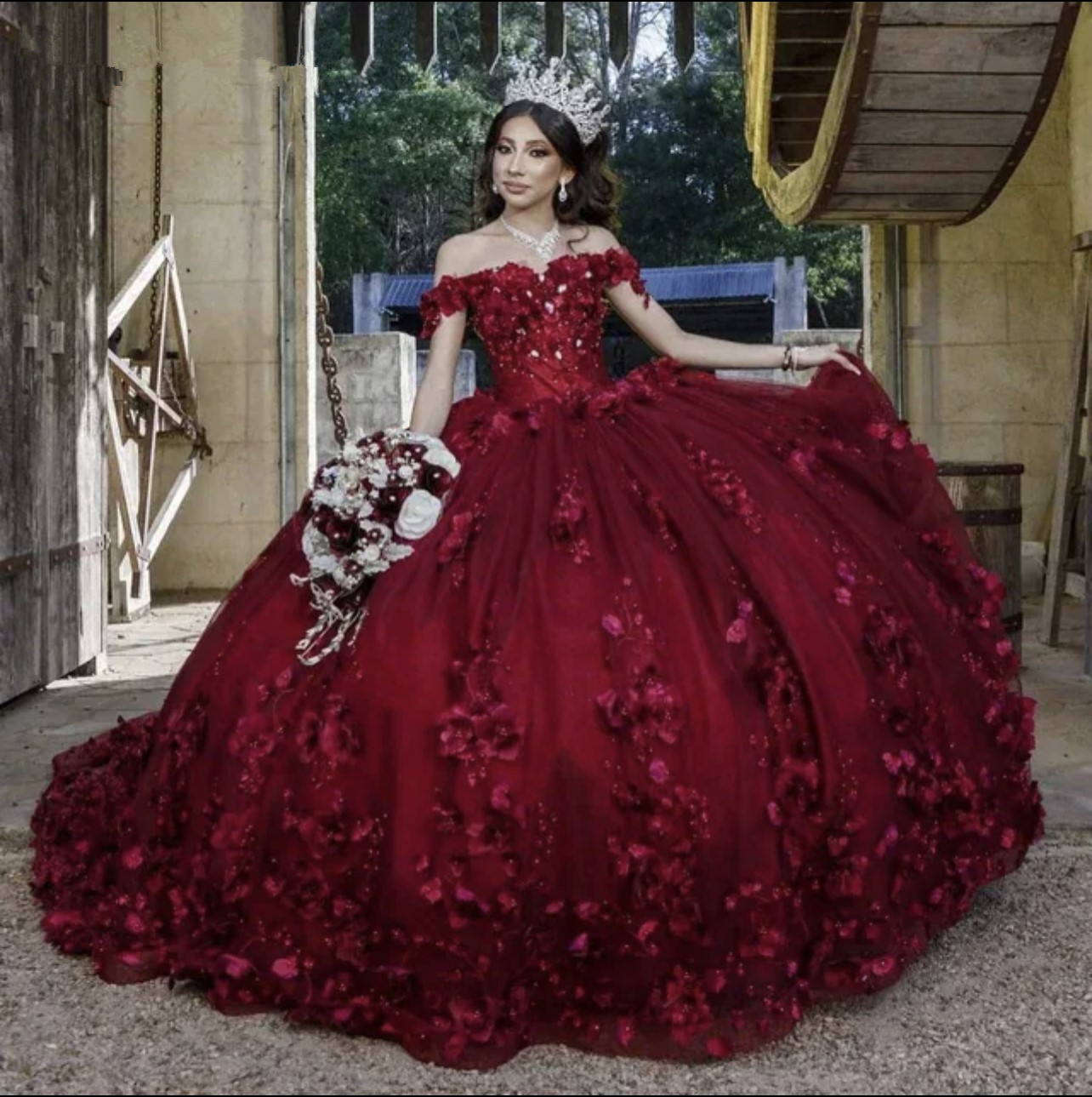 Vestido de baile de encaje hecho a mano para mujer, vestido de quinceañera Y4801