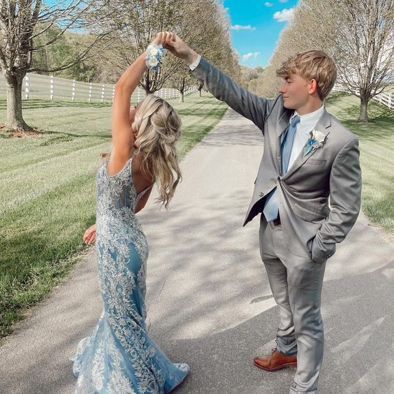 Robe de bal sirène élégante en dentelle, robe de soirée tendance Y7183