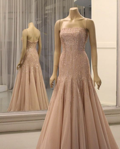 Charming Strapless Mermaid Evening Dress Formal Gown Y6687