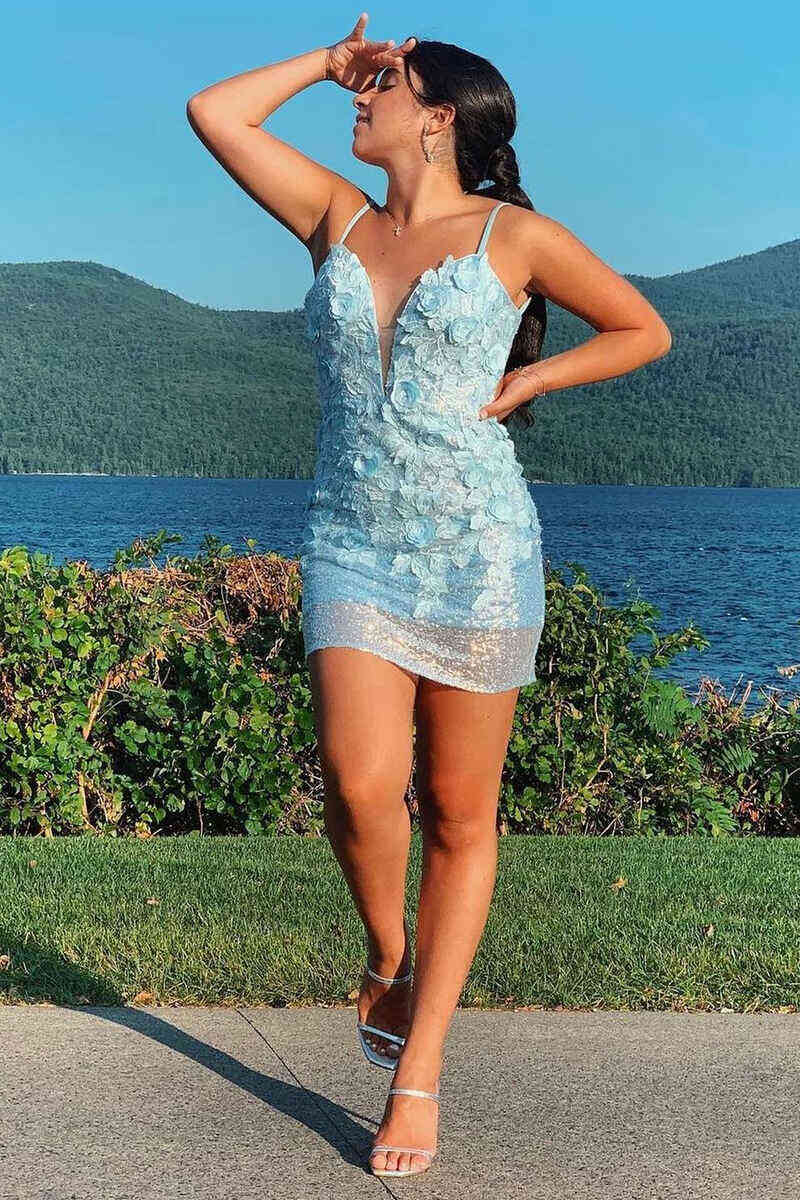 Bodycon Backless Sequins Homecoming Dress