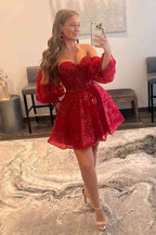 Vestido de fiesta de línea A con escote corazón