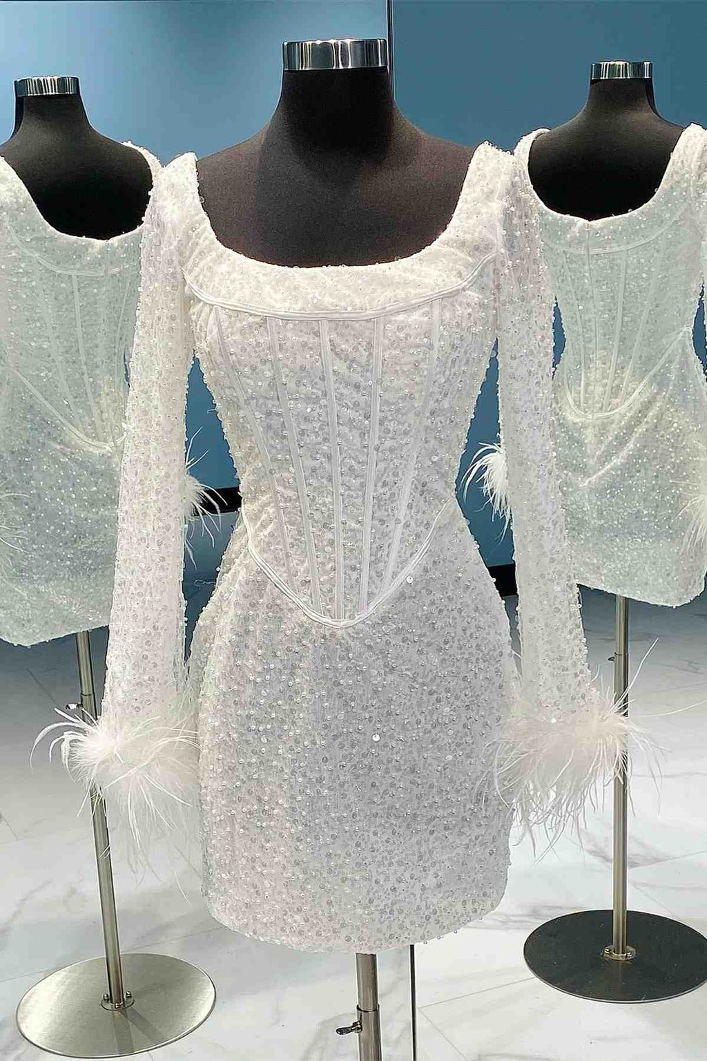 Sheath Sequins Homecoming Dress with Long Sleeves