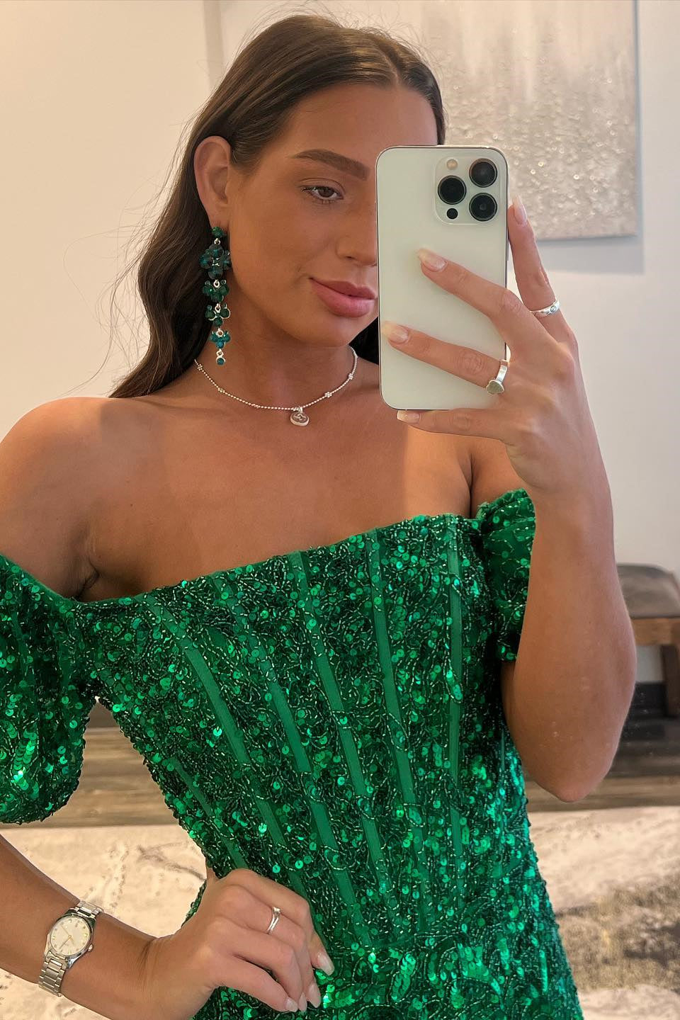 Sheath Off-the-Shoulder Sequins Long Prom Dress