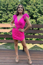 Robe fourreau plissée en jersey avec plumes pour le bal de promo