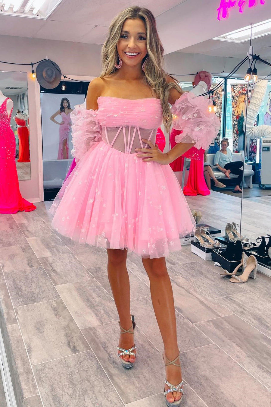 Vestido de fiesta de bienvenida de tul plisado de corte A