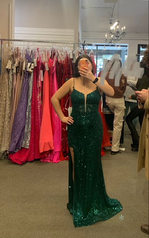 Fashion Emerald Green Sparkly Prom Dress Emerald Green Evening Dress Y6314