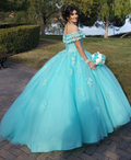 Vestido de princesa de tul y encaje con hombros descubiertos Y3087