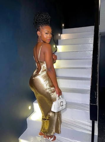 Robe de soirée élégante sans manches à fines bretelles Y1891