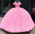 Vestido de gala brillante con hombros descubiertos para quinceañera Y4488