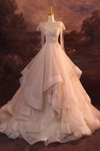 Vestido de noche de fiesta escalonado de tul rosa claro con lentejuelas Y8389