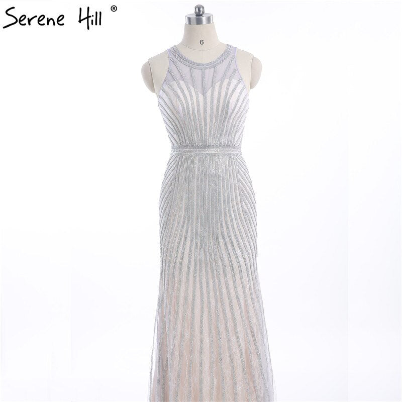 On Sale no return no refundSale Fashion Halter Gold Evening Party Dress Real Photos Nude  Tulle Diamond Party Occasion 2025 Formal Long Evening Dress LA6008