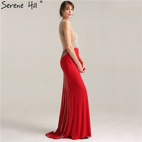Sale Fashion Sexy Sleeveless Mermaid Bridal Dress V-Neck Crystal Elegant Formal Evening Gown 2025 Real Photo LA6263