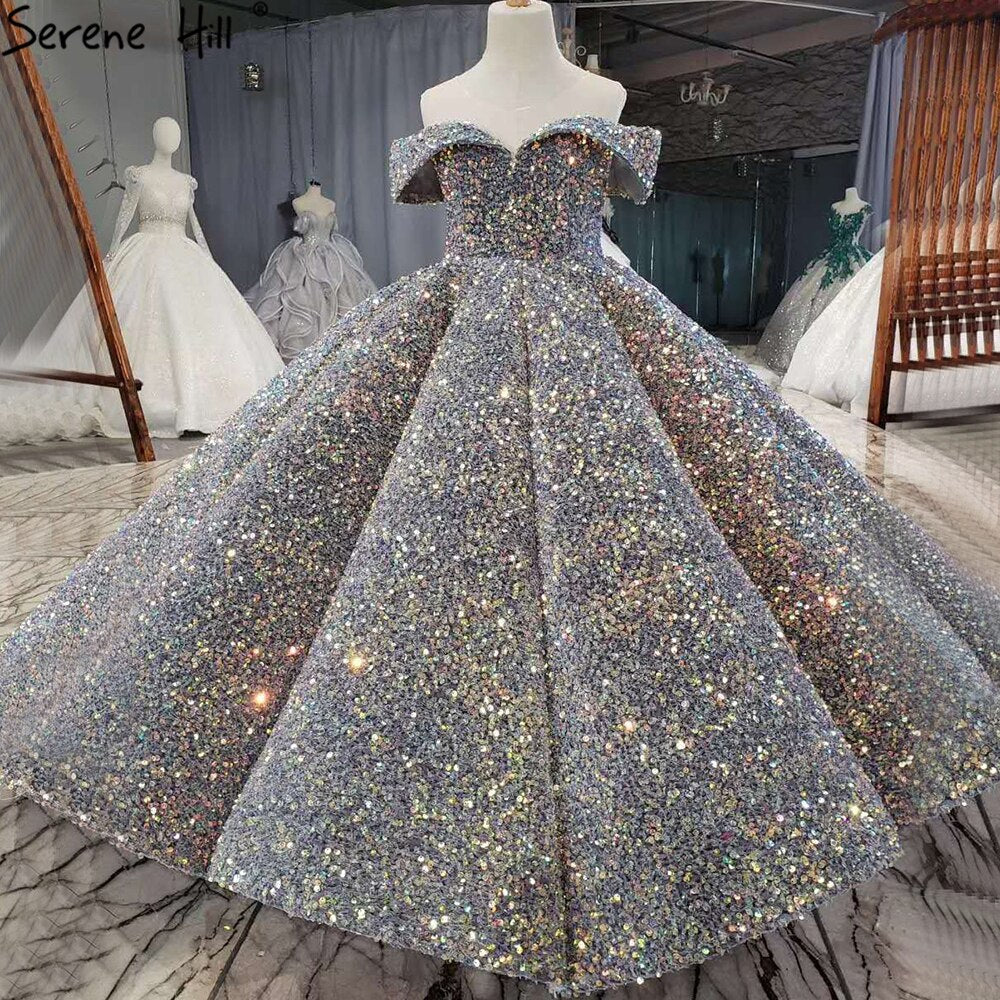 Flower Girl Dressrs Children Pageant Ballgown Girl Wedding Paillette Clothes For Children Piano Performance Vestido HTA0047