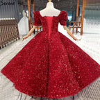 Flower Girl Dressrs Children Pageant Ballgown Girl Wedding Paillette Clothes For Children Piano Performance Vestido HTA0047
