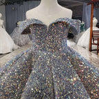 Flower Girl Dressrs Children Pageant Ballgown Girl Wedding Paillette Clothes For Children Piano Performance Vestido HTA0047