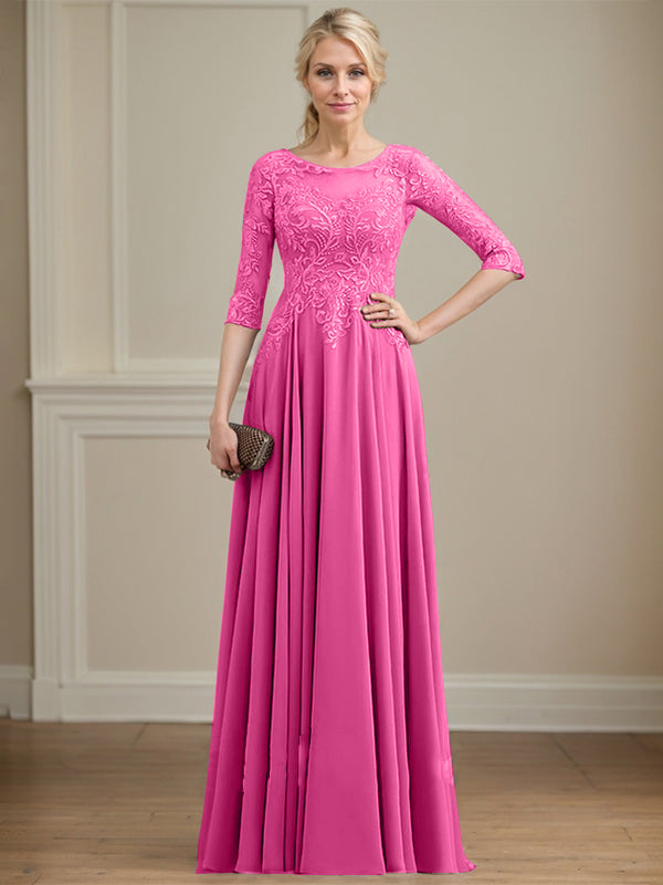 Vestido de novia de corte A, escote redondo, ilusión, largo hasta el suelo, de encaje y gasa con lentejuelas. 