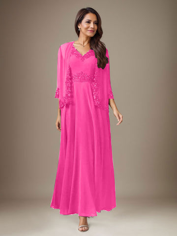 Plum A-Line Sequins Chiffon Dress