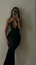 Robe de soirée sirène noire sexy Y5168