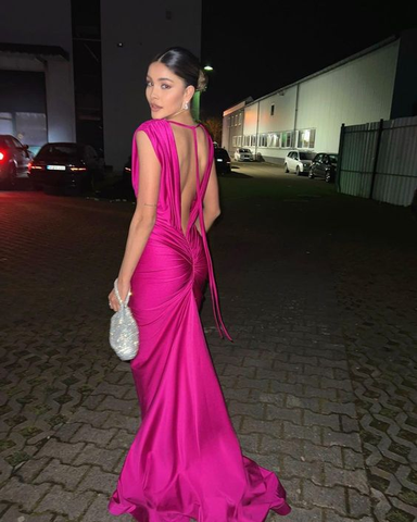 Vestido de noche de sirena con escote en V sexy, vestido de gala Y5260