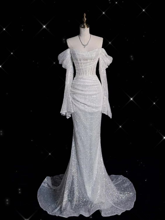 Shiny Off The Shoulder Mermaid Evening Dress Glam Dress Y6889