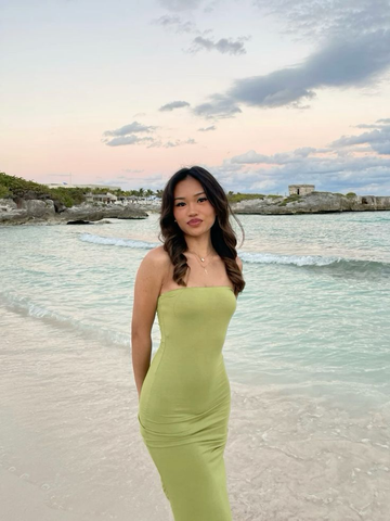 Sexy Strapless Sheath Green Parom Evening Dress Y8189