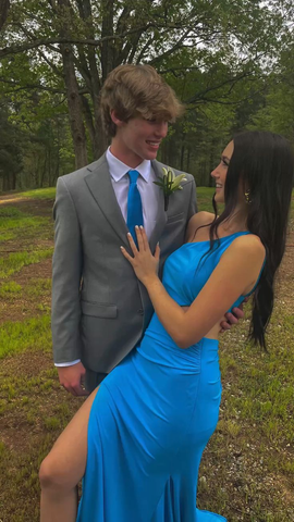 Elegant One Shoulder Blue Prom Dress Blue Evening Dress Y5400