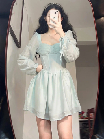 Retro A-line Homecoming Dress with Long Sleeves Party Dress Y2517