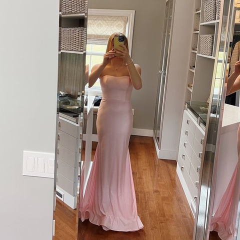 Elegante vestido de sirena rosa para baile de graduación, vestido de noche rosa Y5719