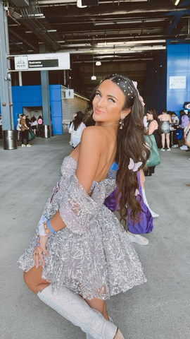 Elegante vestido plateado para fiesta de bienvenida, modelo Y3042