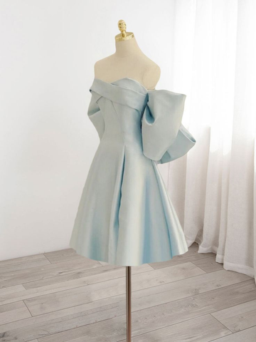 Robe de bal bleue en satin à col cœur Y7402