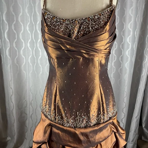 Vintage Satin Beaded Ruched Evening Dress Memaid Prom Dress Y8243